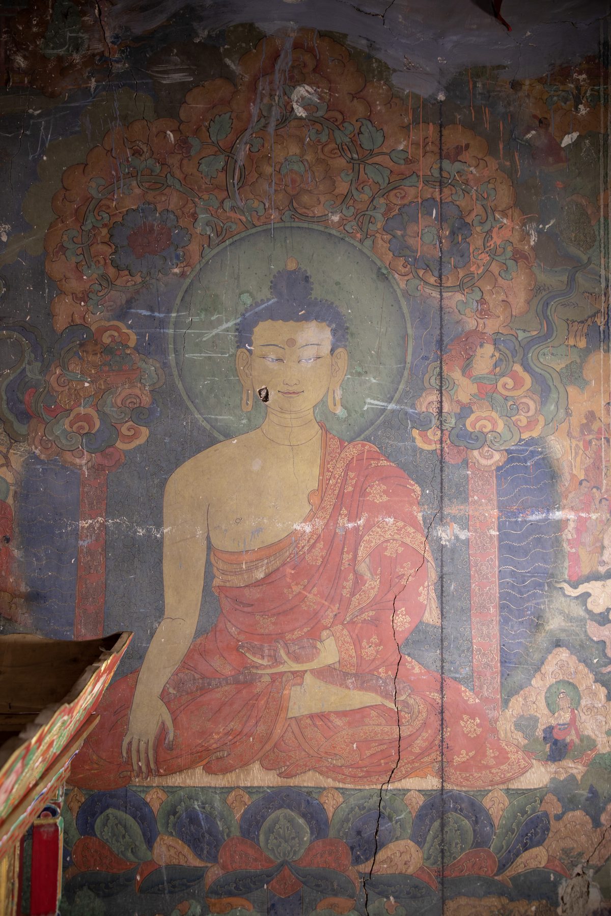 释迦牟尼佛触地印，肯瑞风格壁画。贡噶确德寺，十五世纪。